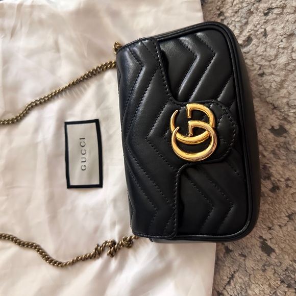 Gucci Handbags - Gucci super mini marmont black bag